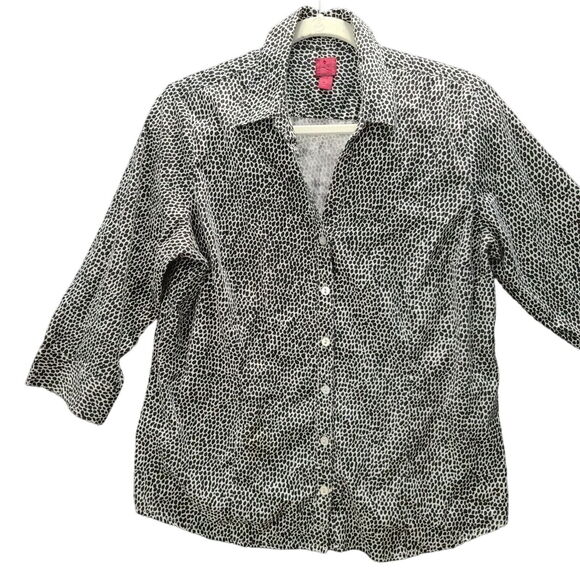 212 Collection Womens Button Up BLouse Multicolor Size XL Cotton Blend Stretch - Picture 1 of 12